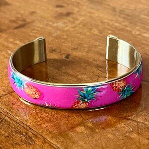 Rustic Cuff Brass and Silicone Beach Pineapple Vacation Cuff Bracelet